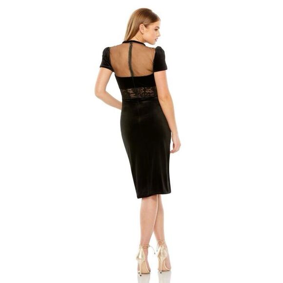 Mac Duggal 20742 Sheer Neck Tulip Hem Evening Dress NEW NWT - Picture 3 of 8